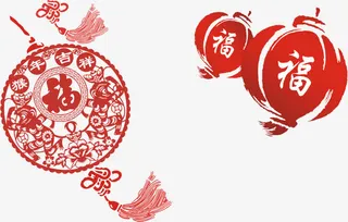 灯笼剪纸矢量图免抠