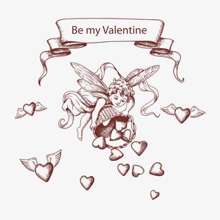 手绘撒播爱心的天使免抠