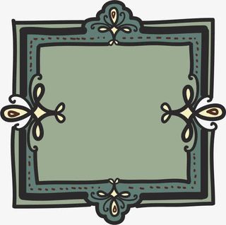 绿色花纹边框免抠