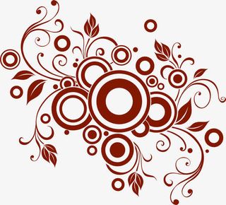 深红色的花边花藤素材免抠