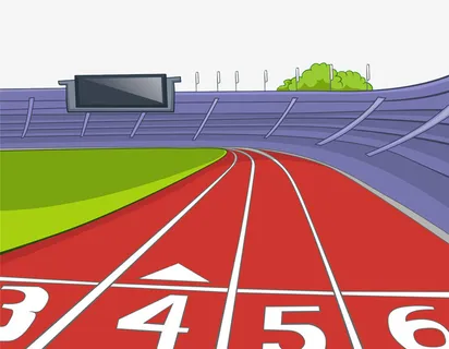 手绘运动场跑道免抠