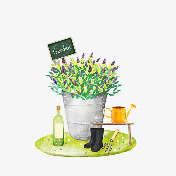鲜花和瓶子免抠