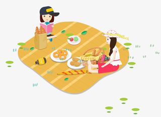 郊外野炊人物矢量图免抠