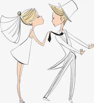 矢量手绘婚礼小人免抠