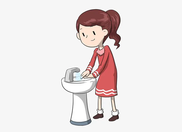 疫情卡通人物手绘人勤洗手免抠