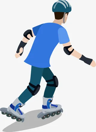 穿蓝色衣服滑冰的男孩免抠