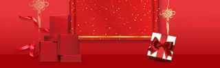 新年中国风红色电商海报背景高清