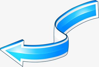 手绘蓝色丝带箭头免抠