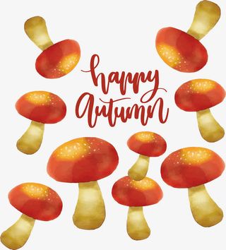 飘落的蘑菇花纹免抠