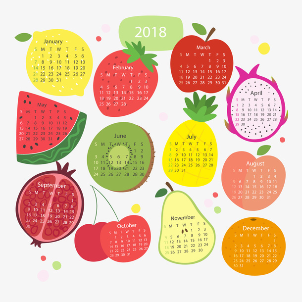 年可爱水果年历矢量免抠
