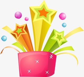 卡通精美开业礼包立体星星免抠