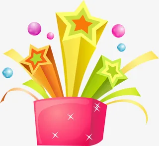 卡通精美开业礼包立体星星免抠