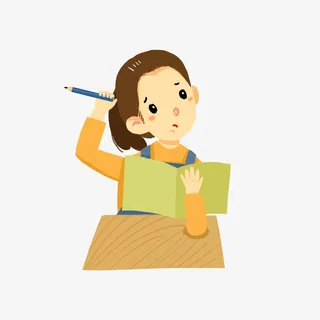 做作业思考的女孩免抠