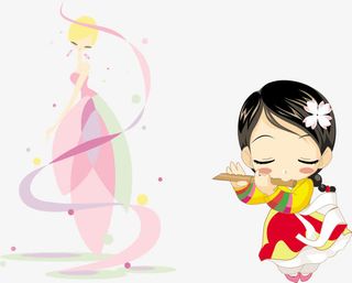 吹笛子跳舞的女孩免抠