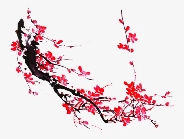 水墨古典艺术梅花免抠