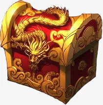 红色金龙宝箱游戏手绘免抠