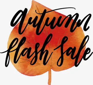 水彩手绘枫叶打折海报免抠