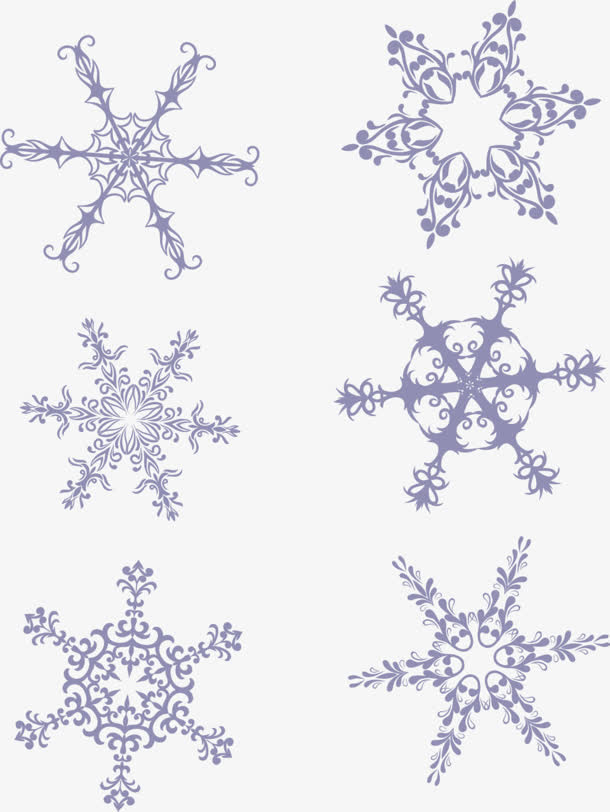 手绘蓝色渐变雪花装饰免抠