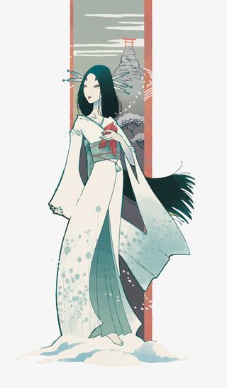 矢量日本雪女免抠