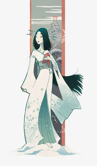 矢量日本雪女免抠