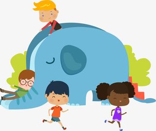 蓝色扁平游戏孩子免抠