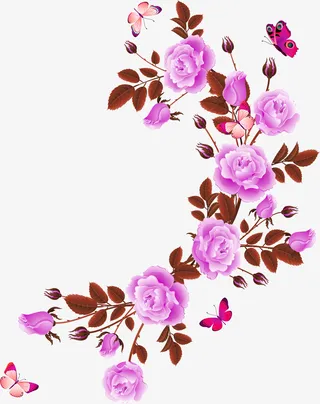 红色装饰花卉免抠