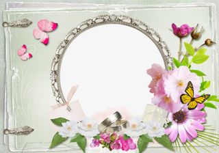 蝴蝶花瓣花朵浪漫边框免抠