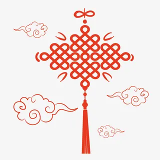 中国结红色祥云中国风致免抠