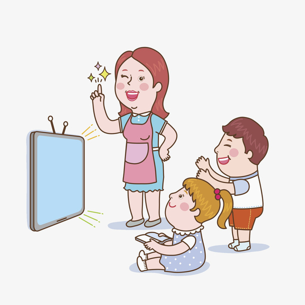 看电视的孩子免抠