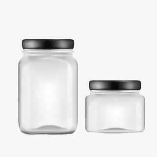 黑色盖子玻璃瓶整齐排列着实物免抠