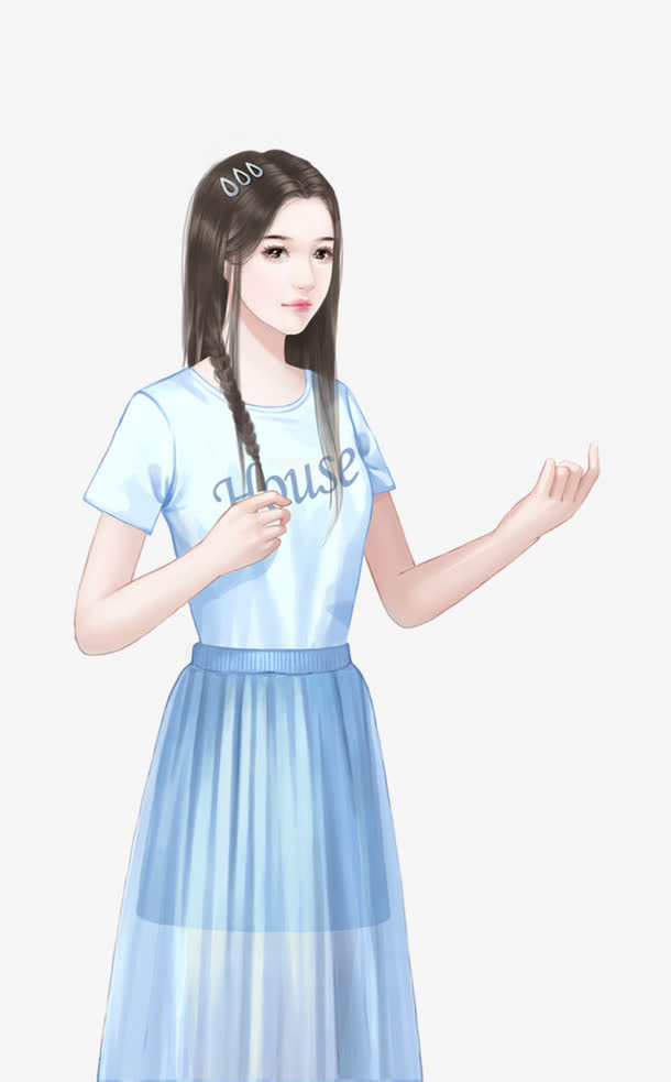 手绘插画都市女孩免抠