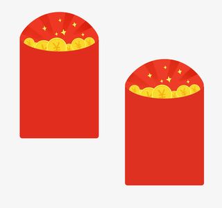 卡通矢量金币红包免抠