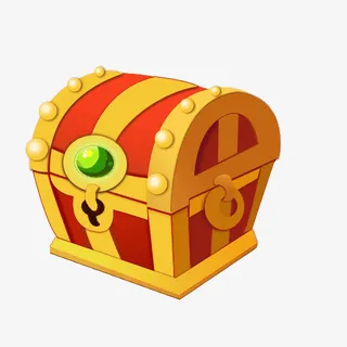 卡通一箱金银财宝免抠