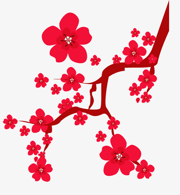 红色图案梅花PNG模式免抠