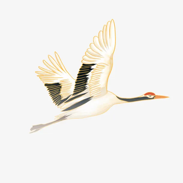 国潮国风仙鹤插画免抠