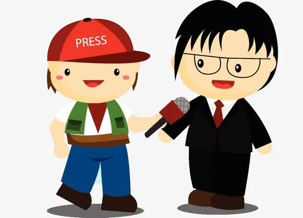 卡通人物插图新闻专访免抠
