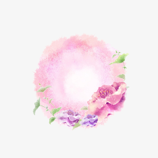 粉色墨迹鲜花免抠