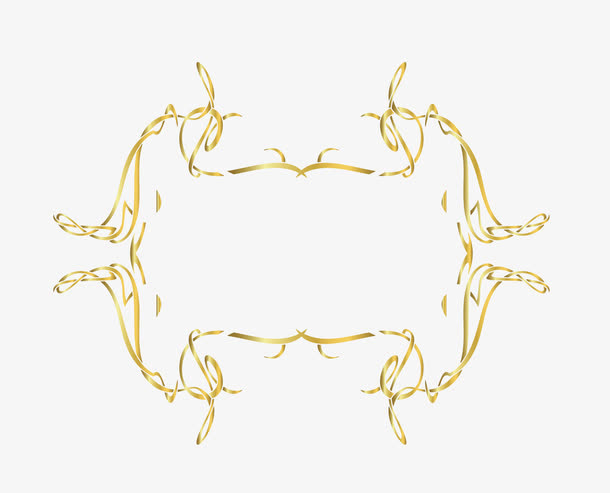 矢量卡通花纹金色细线框免抠
