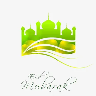 回族开斋节绿色寺庙剪影宣传海报免抠