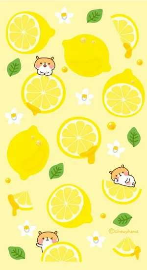 黄色柠檬卡通设计背景高清