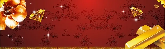 扁平红色花金条背景高清