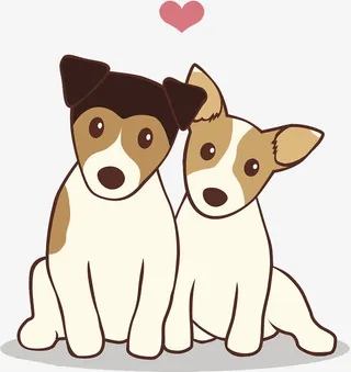 动物插图狗狗倾心相遇免抠