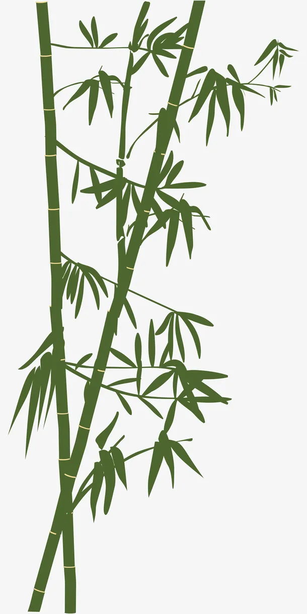 深绿色鼠绘竹子免抠