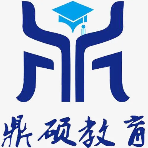鼎硕教育蓝色字体博士帽图标免抠