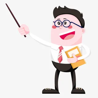 白色卡通教师免抠