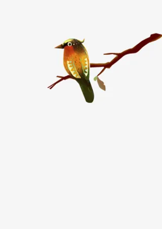 树枝上的小鸟边角装饰免抠