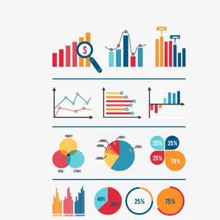 扁平化数据信息ppt元素免抠