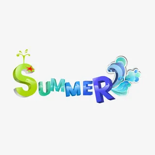 充满童趣的SUMMER矢量字免抠