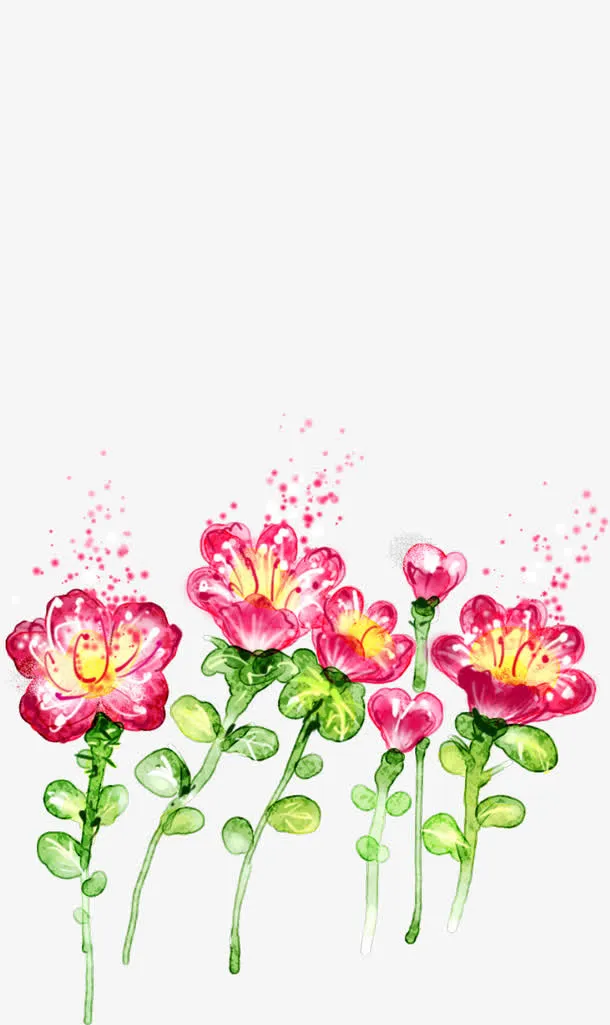 手绘粉色花朵植物春天免抠