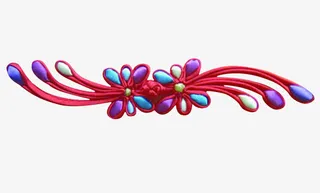 紫红色条形花盘扣免抠